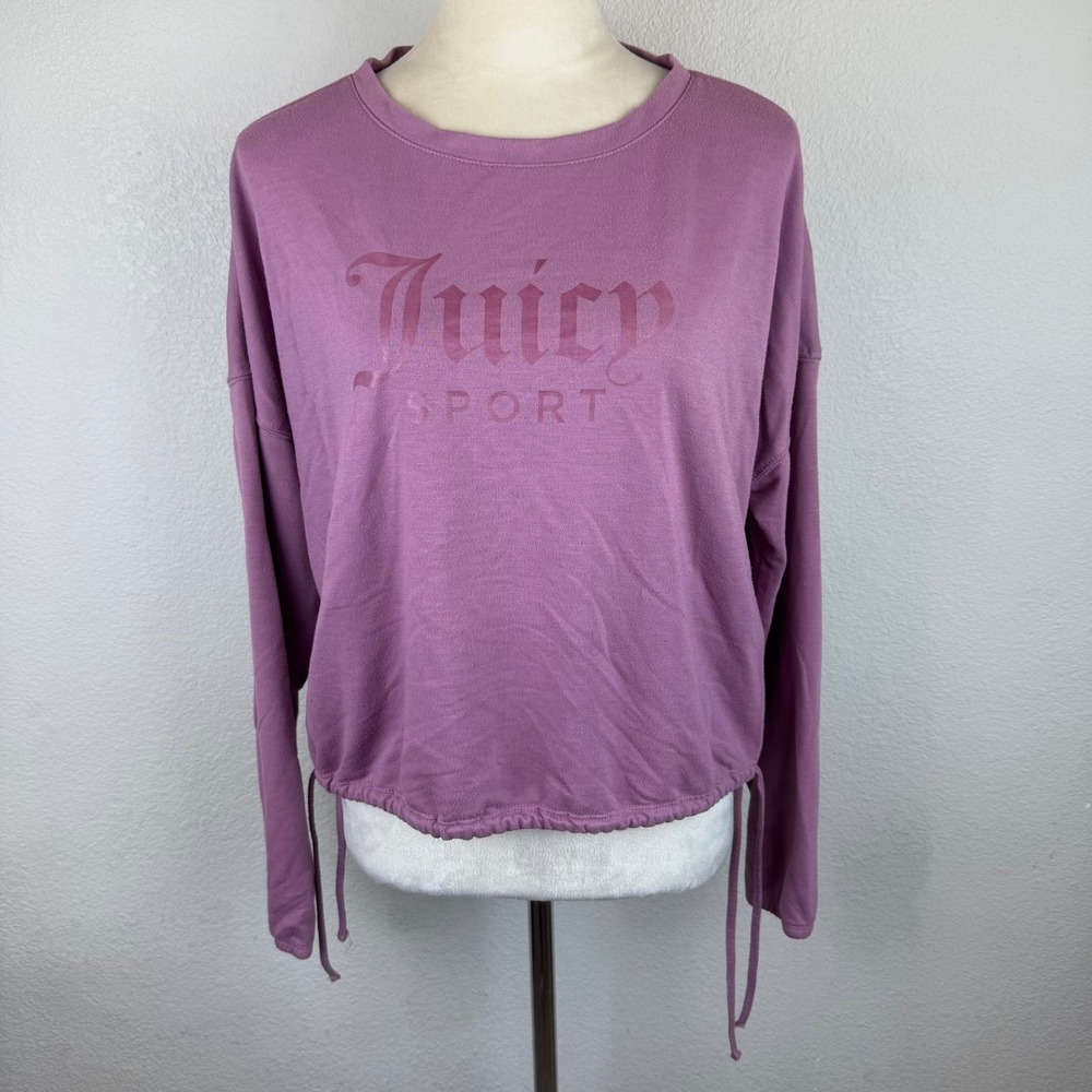 Juicy Couture Sport Long Sleeve Cropped Pullover Top Athleisure With Side Ties‎
